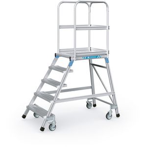 Trappe med platform, transportabel, enkelt, med letmetaltrin og platform