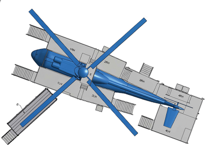 Helikopter-dokkrendszer üzem közben.