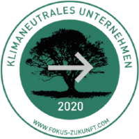 Siegel von Fokus Zukunft "klimaneutrales Unternehmen 2020"