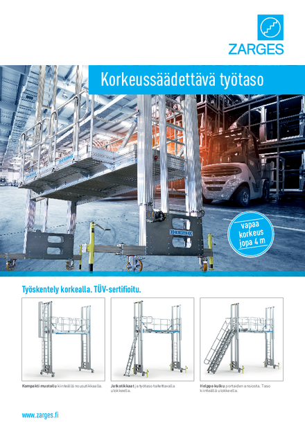 Korkeussäädettävä työtaso