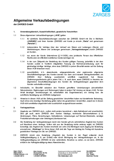 Allgemeine Verkaufsbedingungen