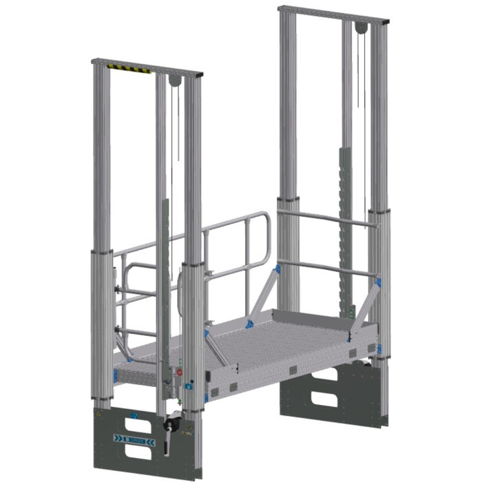 Plataforma elevadora de trabajo con altura regulable - Módulo básico, Plataformas de trabajo y mantenimiento para la industria