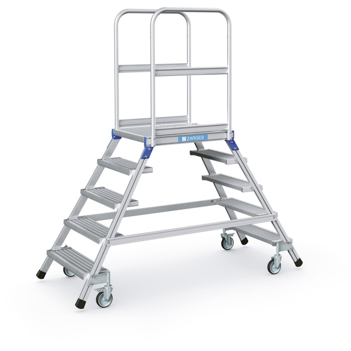 Access Step Unit Mobile access steps with platform, double-sided access, with steel open ...