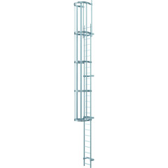 Single-section fixed ladder systems, access height of up to 10 m, anodised aluminium