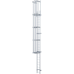 Single-section fixed ladder systems, access height of up to 10 m, natural aluminium