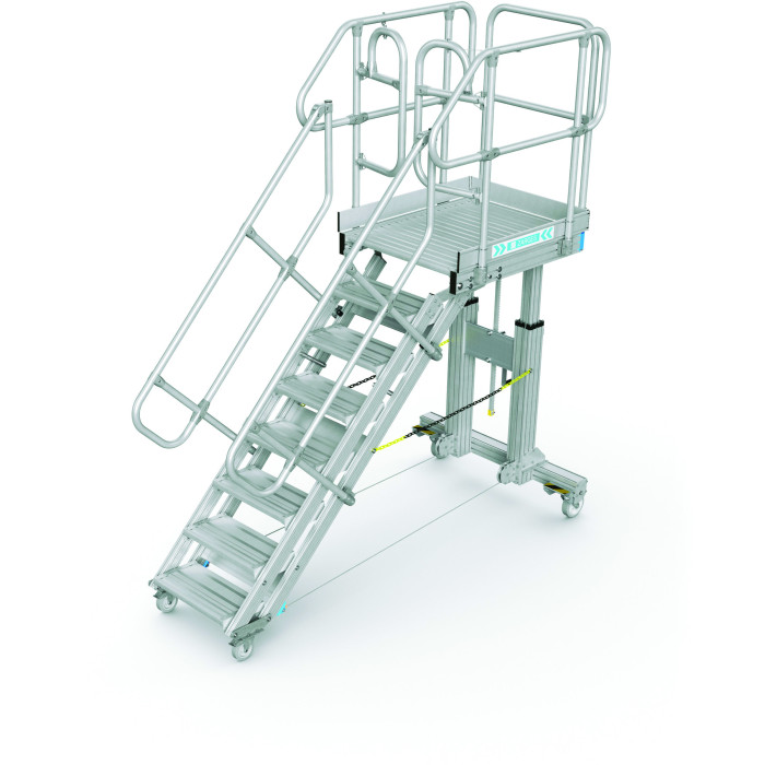 Escalier à plate-forme, réglable en hauteur et mobile, Plates-formes de  travail et de maintenance pour l'industrie.